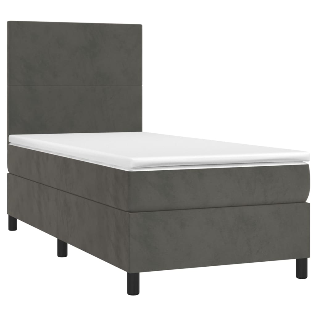 Letto a Molle con Materasso e LED Grigio Scuro 100x200 cm 3135988