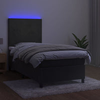 Letto a Molle con Materasso e LED Grigio Scuro 100x200 cm 3135988