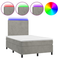 Letto a Molle Materasso e LED Grigio Chiaro 120x200 cm Velluto cod mxl 63907