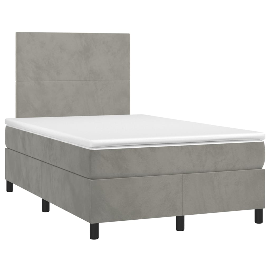 Letto a Molle Materasso e LED Grigio Chiaro 120x200 cm Velluto cod mxl 63907