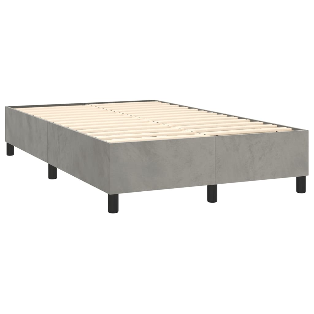 Letto a Molle Materasso e LED Grigio Chiaro 120x200 cm Velluto cod mxl 63907