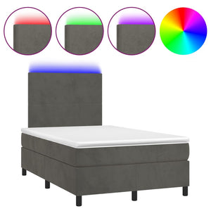 Letto a Molle con Materasso e LED Grigio Scuro 120x200 cm 3135994