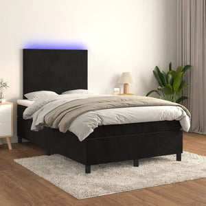 Letto a Molle con Materasso e LED Nero 120x200 cm in Velluto cod mxl 61303