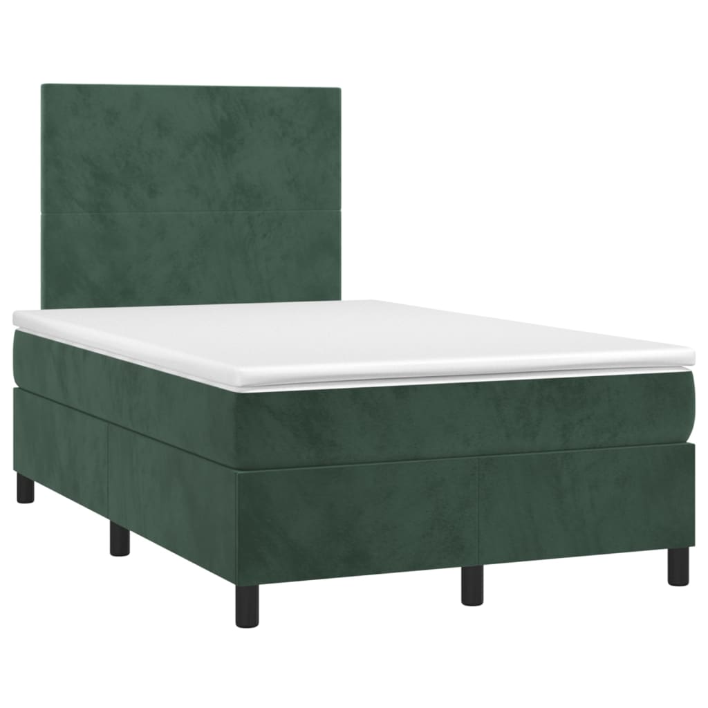 Letto a Molle con Materasso e LED Verde Scuro 120x200cm Velluto 3135996