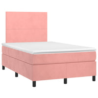 Letto a Molle con Materasso e LED Rosa 120x200 cm in Velluto 3135998