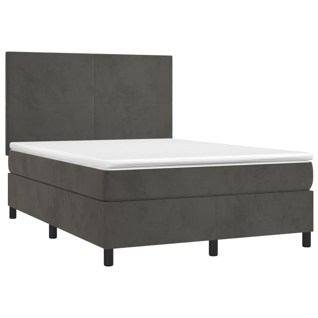 Letto a Molle con Materasso e LED Grigio Scuro 140x190 cm 3136000