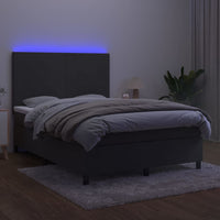 Letto a Molle con Materasso e LED Grigio Scuro 140x190 cm 3136000