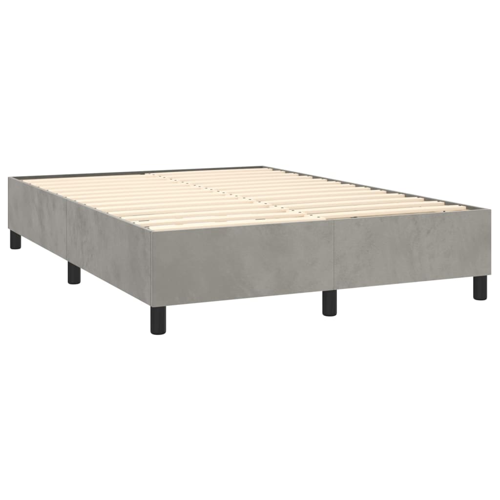 Letto a Molle Materasso e LED Grigio Chiaro 140x200 cm Velluto 3136005