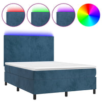 Letto a Molle con Materasso e LED Blu Scuro 140x200 cmcod mxl 123000