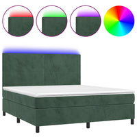 Letto a Molle con Materasso e LED Verde Scuro 160x200cm Velluto 3136014