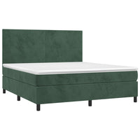 Letto a Molle con Materasso e LED Verde Scuro 160x200cm Velluto 3136014