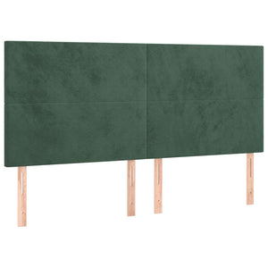 Letto a Molle con Materasso e LED Verde Scuro 160x200cm Velluto 3136014