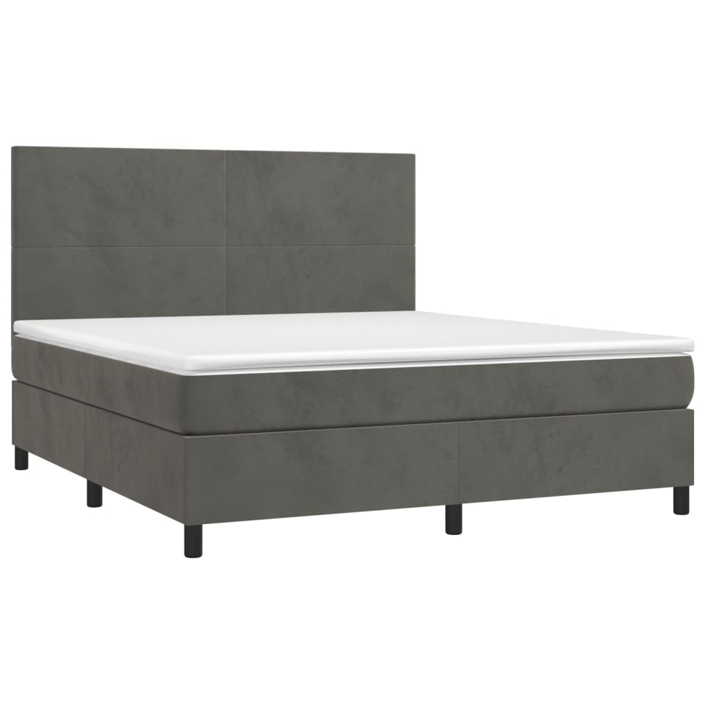 Letto a Molle con Materasso e LED Grigio Scuro 180x200 cm 3136018