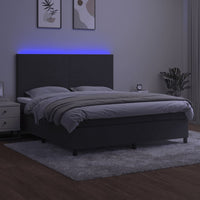 Letto a Molle con Materasso e LED Grigio Scuro 180x200 cm 3136018