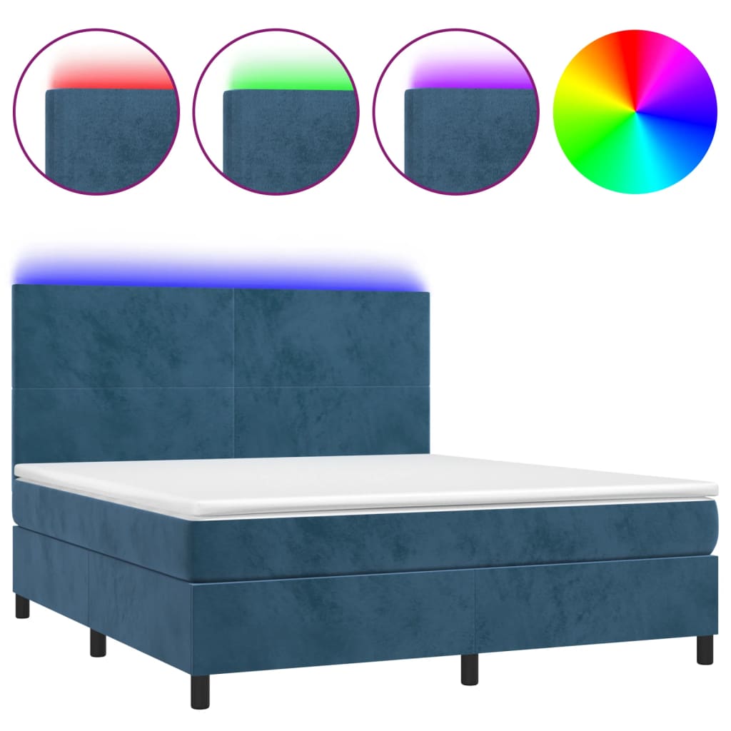 Letto a Molle con Materasso e LED Blu Scuro 180x200 cmcod mxl 123013