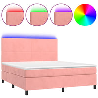 Letto a Molle con Materasso e LED Rosa 180x200 cm in Velluto 3136022