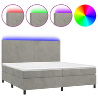 Letto a Molle Materasso e LED Grigio Chiaro 200x200 cm Velluto cod mxl 65193