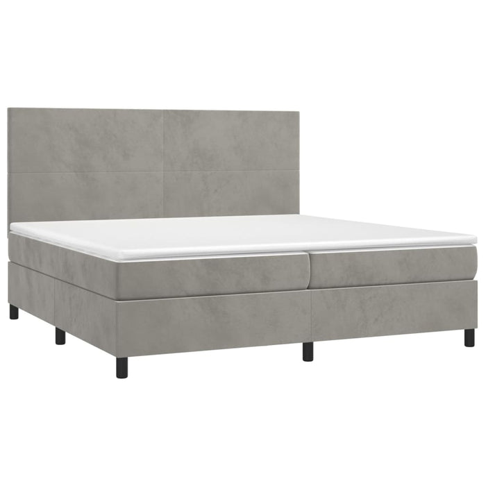 Letto a Molle Materasso e LED Grigio Chiaro 200x200 cm Velluto cod mxl 65193