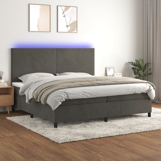 Letto a Molle con Materasso e LED Grigio Scuro 200x200 cm cod mxl 59710