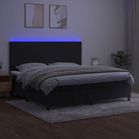 Letto a Molle con Materasso e LED Nero 200x200 cm in Velluto cod mxl 61301