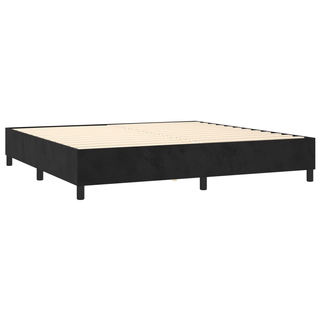 Letto a Molle con Materasso e LED Nero 200x200 cm in Velluto 3136025