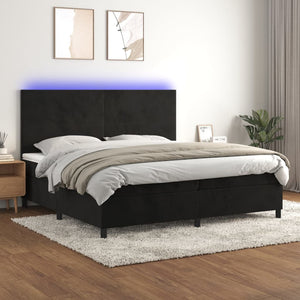 Letto a Molle con Materasso e LED Nero 200x200 cm in Velluto cod mxl 61301