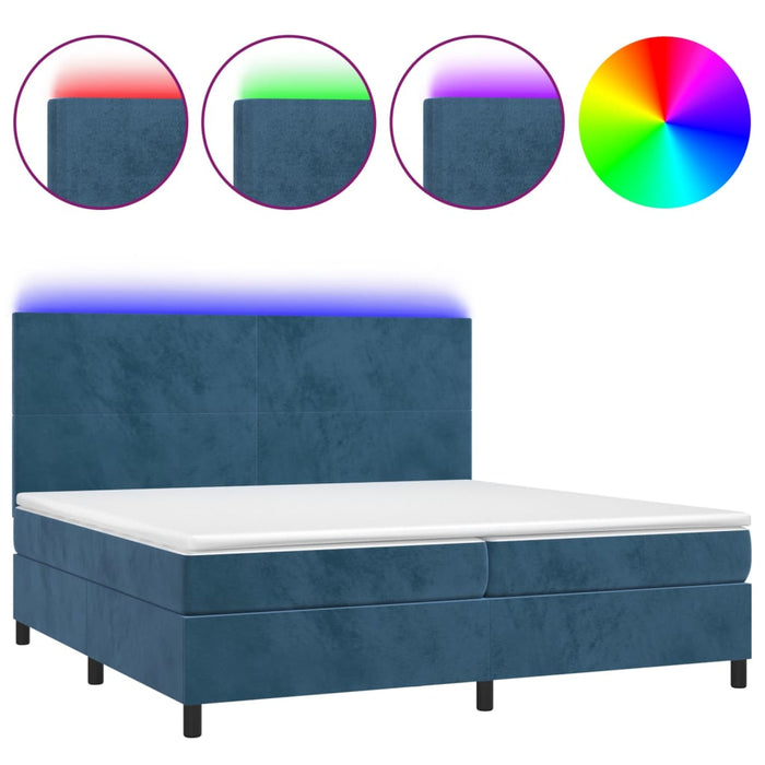 Letto a Molle con Materasso e LED Blu Scuro 200x200 cm cod mxl 57048