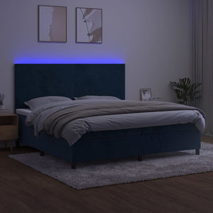 Letto a Molle con Materasso e LED Blu Scuro 200x200 cm cod mxl 57048