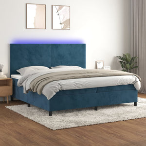 Letto a Molle con Materasso e LED Blu Scuro 200x200 cm cod mxl 57048