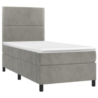 Letto a Molle Materasso e LED Grigio Chiaro 80x200 cm Velluto cod mxl 62805