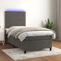 Letto a Molle con Materasso e LED Grigio Scuro 80x200cm Velluto cod mxl 57477