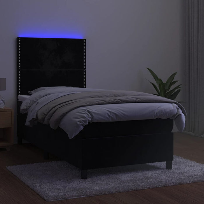 Letto a Molle con Materasso e LED Nero 80x200 cm in Velluto cod mxl 54710