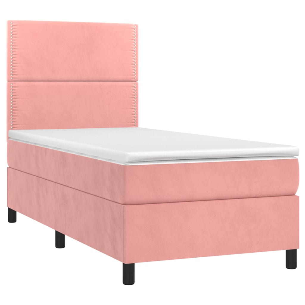 Letto a Molle con Materasso e LED Rosa 80x200 cm in Velluto 3136034