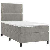 Letto a Molle Materasso e LED Grigio Chiaro 90x190 cm Vellutocod mxl 122994