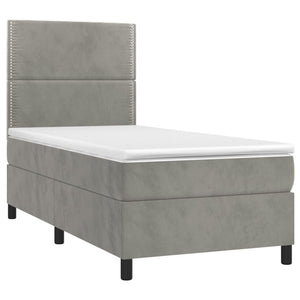 Letto a Molle Materasso e LED Grigio Chiaro 90x190 cm Vellutocod mxl 122994