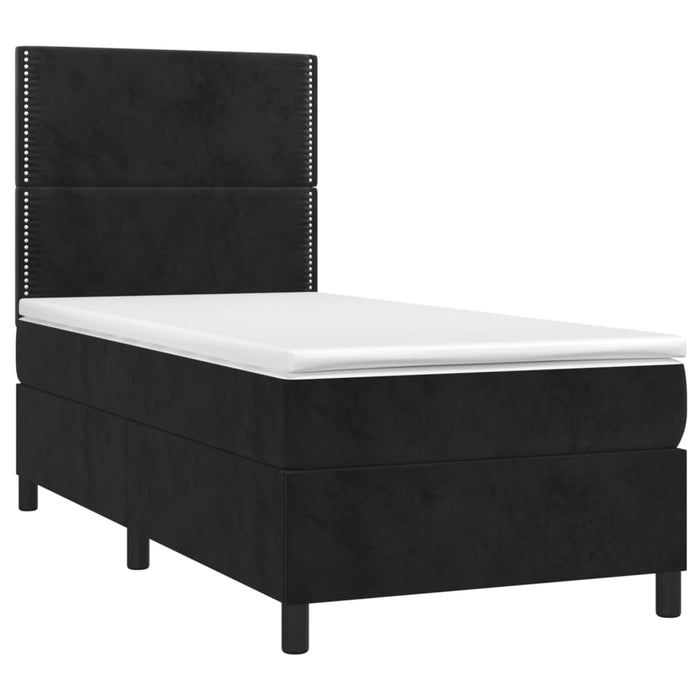 Letto a Molle con Materasso e LED Nero 90x190 cm in Velluto 3136037