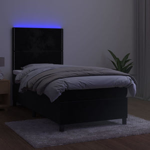 Letto a Molle con Materasso e LED Nero 90x190 cm in Velluto 3136037