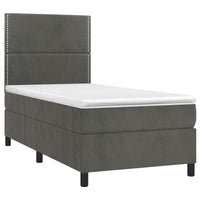 Letto a Molle con Materasso e LED Grigio Scuro 100x200 cm 3136048