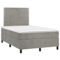 Letto a Molle Materasso e LED Grigio Chiaro 120x200 cm Velluto cod mxl 63899