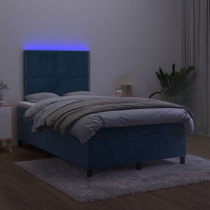 Letto a Molle con Materasso e LED Blu Scuro 120x200cm 3136057