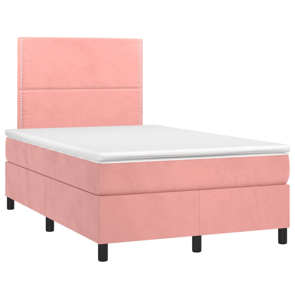 Letto a Molle con Materasso e LED Rosa 120x200 cm in Velluto 3136058