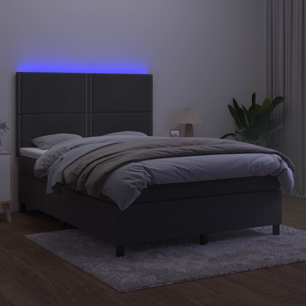 Letto a Molle con Materasso e LED Grigio Scuro 140x190 cm 3136060