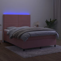 Letto a Molle con Materasso e LED Rosa 140x200 cm in Velluto 3136070