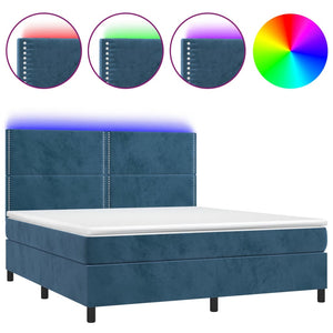 Letto a Molle con Materasso e LED Blu Scuro 160x200 cmcod mxl 123022