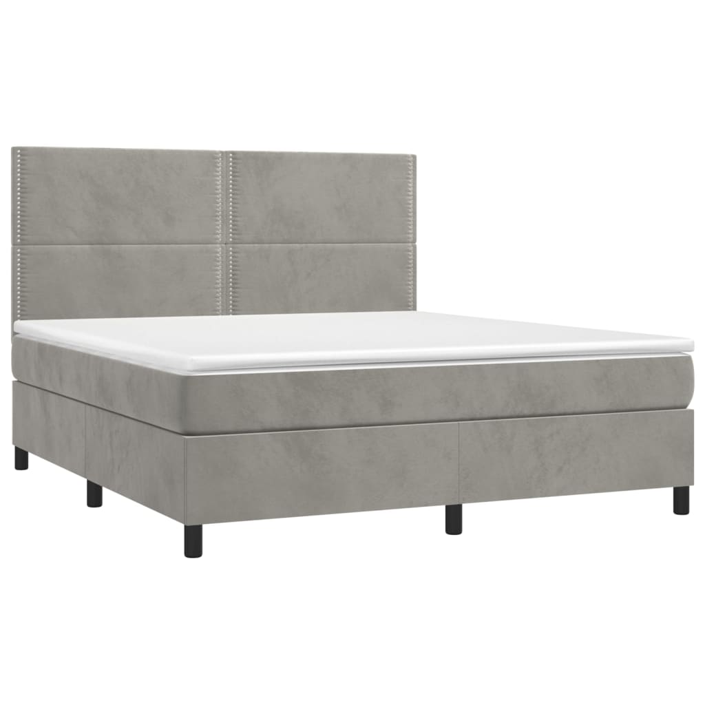 Letto a Molle Materasso e LED Grigio Chiaro 180x200 cm Vellutocod mxl 123012