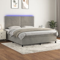 Letto a Molle Materasso e LED Grigio Chiaro 180x200 cm Vellutocod mxl 123012