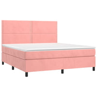 Letto a Molle con Materasso e LED Rosa 180x200 cm in Vellutocod mxl 123016