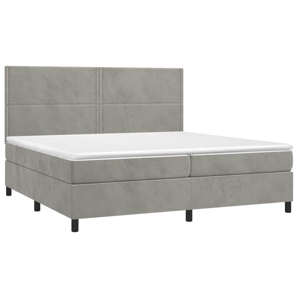 Letto a Molle Materasso e LED Grigio Chiaro 200x200 cm Velluto cod mxl 54600