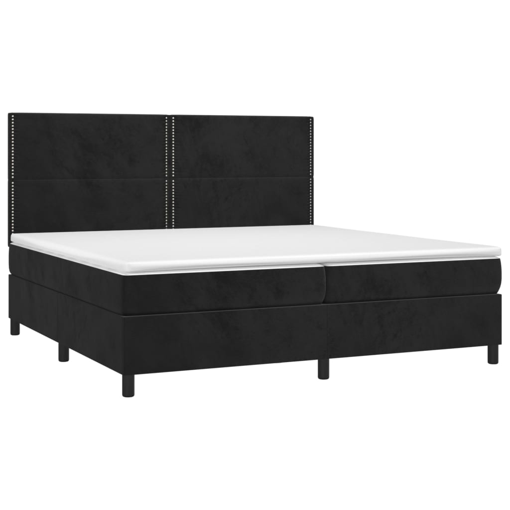 Letto a Molle con Materasso e LED Nero 200x200 cm in Velluto 3136085