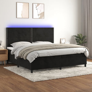 Letto a Molle con Materasso e LED Nero 200x200 cm in Velluto 3136085